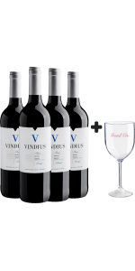 Kit 4 Vindius Tinto Mencía Bierzo D.O. + Taça de Acrílico