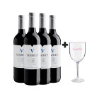 Kit 4 Vindius Tinto Mencía Bierzo D.O. + Taça de Acrílico